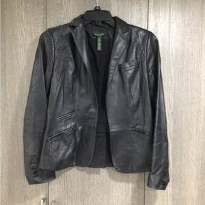 Lauren Ralph Lauren Black Leather Blazer